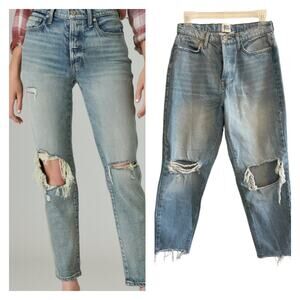 BDG High Waisted Slim Straight Ripped Medium Wash Sz 27